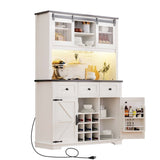 71" Farmhosue Pantry Bar Cabinet with Internal Storage Rack,Kitchen Cabinet with Hutch,Sliding 66804643