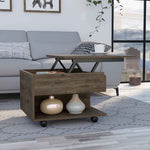 ZUN Luanda Lift Top Coffee Table, Casters, One Shelf -Dark Brown B20091884