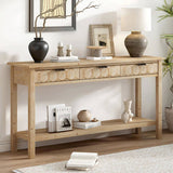 U_STYLE Fir Veneer Modern Stylish Console Table with Honeycomb Design,Suitable for Study,Entryway, N711P230811O