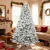 4FT Flocked Christmas Tree with 21 Natural Pinecones, 366 Branch Tips Artificial Plant Tree Full 75093809