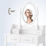 ZUN Vanity Table Set with 4 Drawer, Makeup Dressing Table w/Cushioned Stool, Girls Women Bedroom W2837P197800