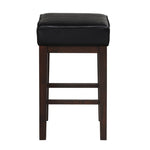 ZUN Transitional Black Faux Leather Seat 24-inch Counter Height Stools Set of 2, Espresso Finish Solid B011P231742