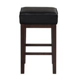 ZUN Transitional Black Faux Leather Seat 24-inch Counter Height Stools Set of 2, Espresso Finish Solid B011P231742