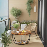 31.5" Round Coffee Table, 2-Tier Coffee Tables for Living Room, Small Wood Coffee Table with T3210P350940