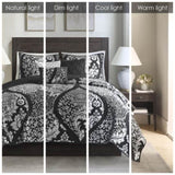 ZUN 6 Piece Printed Cotton Quilt Set with Throw Pillows Black Full/Queen B03597639