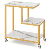 3-layer White edge table with wheels 06370740