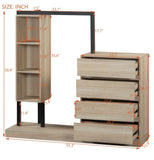 Wardrobe with 4 Drawers and 3 Shelves,Natural 92451045