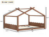 Queen House Floor Bed with Support Slats, Solid Wood House Bed Frame for Kids, No Box Spring Needed W1580P438812