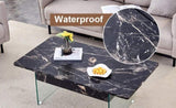 ZUN Multifunctional Lift Top Coffee Table -Black Marble Pattern, Essential for Modern Homes.Tempered W2920P226077