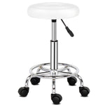 ZUN Round Stool with Lines Rotation Bar Stool White 44812868