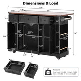 K&K 53'' Farmhouse Island with Two Tempered Glass Cabinet Doors, Power Outlet, Rolling N707P263637B
