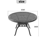 ZUN Ø47.24-inch Cast Aluminum Patio Dining Table with Black Frame and Umbrella Hole W1710P166012