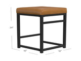 24" Indoor Square Backless Metal Upholstered Counter Stool, Faux Leather 95201789