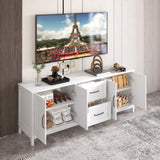 ZUN Modern White TV Stand with Drawers and Cabinet for Organized Entertainment Center W1778140562