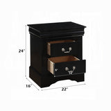 Black Finish Traditional Bedroom Wooden Nightstand 1pc Louis Philippe Style Furniture Two Drawers B011P317178