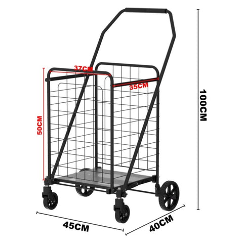 Shopping Cart with Shelf,Grocery Cart on Wheels, Foldable Utility Shopping Carts with Double Basket 85345165