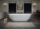 55" Acrylic Freestanding Bathtub, Oval Deep Soaking Bathtub with Center Pop-up Drain & Integrated W1920P386230