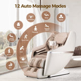 ZUN BOSSCARE SL Zero Gravity Massage Full Body Chair with Voice Control Shiatsu Recline Beige W730P162482