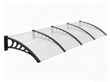 160"x40" Clear Panel Awning, One-Piece Polycarbonate Sun Panel with Black PP Bracket & Aluminum Bars 55846421