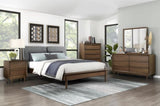 Classic Walnut Finish Nightstand of 2x Drawers and Charging Port Mid-Century Modern Bedroom B011P286836