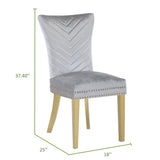Eva 2 Piece Gold Legs Dining Chairs Finished with Velvet Fabric in Silver B00960894
