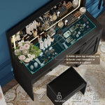 ZUN 43.3"Makeup Vanity Table, Makeup Table with Large Mirror and LED Light Strip, Brightness Adjustable, W2386P199479