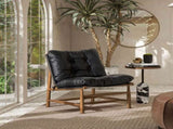 Oxford 26.5" Leather Mid-Century Modern Accent Chair, Noir Black Leather B2719P290775