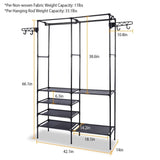 ZUN Clothing Rack Clothes Rack, 66'' Multifunctional Garment Rack for Hanging Clothes, 4 Tiers Portable 44674946