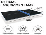 9ft Black Mid-Size Ping Pong Conversion Top Foldable & Portable Table Tennis Table Top for Indoor W1408P442642