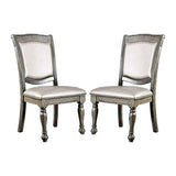 Set of 2 Leatherette Upholstered Side Chairs in Gray and Silver B016P222683