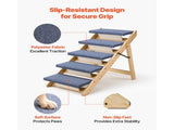 Wooden 5-Step Pet Stairs, Foldable Dog Steps for Beds, Sofas, and Cars, 110lbs Capacity, Durable and 97417709