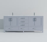 Dark Grey Double Bath Vanity 84 in. W x 22 in. D, Carrara Marble Top, and Faucet Set B2731P259152