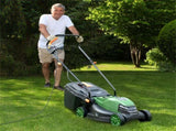 12 ampere 13.5 inch electric rope lawn mower with dual safety switches -Green 53308544