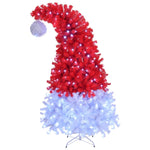 ZUN 6 FT Santa Hat Style Pre-lit Christmas Tree, Hinged Artificial Xmas Tree Pine Tree with 300 Lights, 25865681