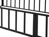 Twin Size Metal Floor Bed Frame with Fence and Door, Black MF307108AAB