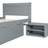 Twin Size Platform Bed With Drawer And Two Shelves, Gray N709P214182E
