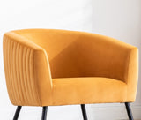 Luxurious Design 1pc Accent Chair Yellowish Orange Velvet Clean Line Design Fabric Upholstered Black B01166685