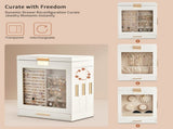 Elegant 4-Drawer Jewelry Box with Clear Front & Pink Velvet Interior White Storage Cabinet for 74850541