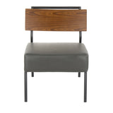 Fiji Contemporary Accent Chair in Grey Faux Leather with Walnut Wood Accent by LumiSource B202P223854