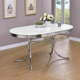 White and Chrome Oval Dining Table B062P145534