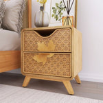 ZUN Hand-Carved 2-Drawers Accent Cabinet - Traditional Craftsmanship and Functionality Combined W716P197964