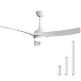 52 Inch Modern White Ceiling Fan with 18W LED Light and Remote Control 3 ABS Blades Noiseless W934P285766