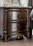 ZUN 1pc Nightstand Only Traditional Brown Cherry Solid wood 2-Drawers Ball Bearing Metal Glides Brass B011135533