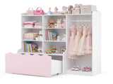 Kids Clothing Rack with Storage Cubes & Rolling Drawer Multifunctional Children Wardrobe Organizer 39559518