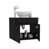 Vessel Sink Vanity Manchester, Two Drawers and Open Shelf, Black B200P313692