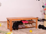 90cm Strip Pattern 3 Tiers Bamboo Stool Shoe Rack Wood Color 19993407