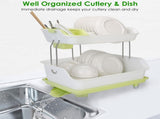 Two-Tier Countertop Dish Drainer, Kitchen Plate Bowl Utensil Holder with Removable Water Tray, 39438606