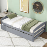 Twin Size Platform Bed with Twin Size Trundle, Gray WF313279AAE