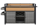 52.8"W Wicker Outdoor Grill Cart with Extended Plastic Wood Table Top, Rolling Kitchen Island on 51202977
