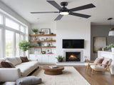 52" Matte Black Modern Reversible Motor Integrated LED Dimmable Ceiling Fan with Light and Remote W1367P448317